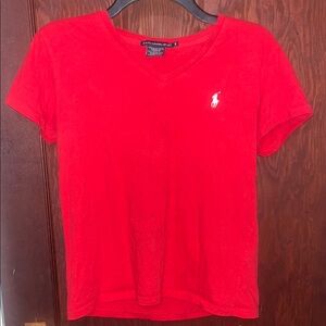 Polo by Ralph Lauren Women's Red V-Neck Top